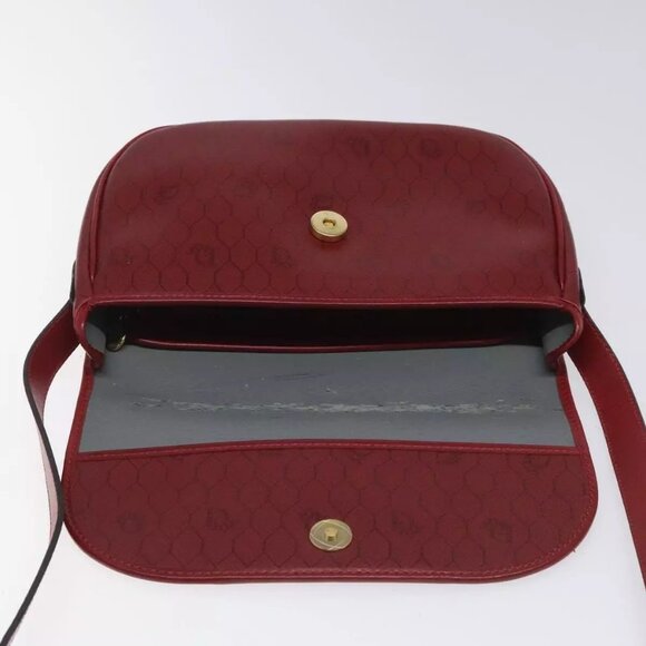 Christian Dior Honeycomb Canvas Shoulder Bag PVC Leather Red Gold Auth - Picture 9 of 16
